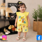Eboo Baby Girl Summer Cotton 2-Piece Outfit – Yellow Daisy Sleeveless Top & Striped Shorts Set