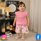 Eboo Baby Girl Summer Cotton 2-Piece Outfit – Pink "Succuby Vibes" Sleeveless Top & Printed Shorts Set