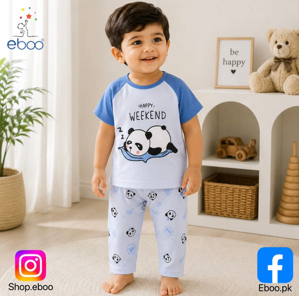Eboo Baby Boys & Girls Panda Print Summer T-Shirt & Shorts Set | Soft Cotton 2-Piece Outfit