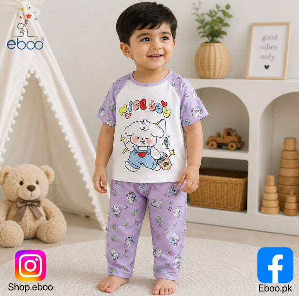 Eboo Kids Cartoon Bunny Print Summer T-Shirt & Leggings Set Unisex