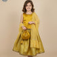Eboo Golden Mustard Girls’ Traditional 3-Piece Suit – Brocade Skirt, Satin Top & Sheer Dupatta