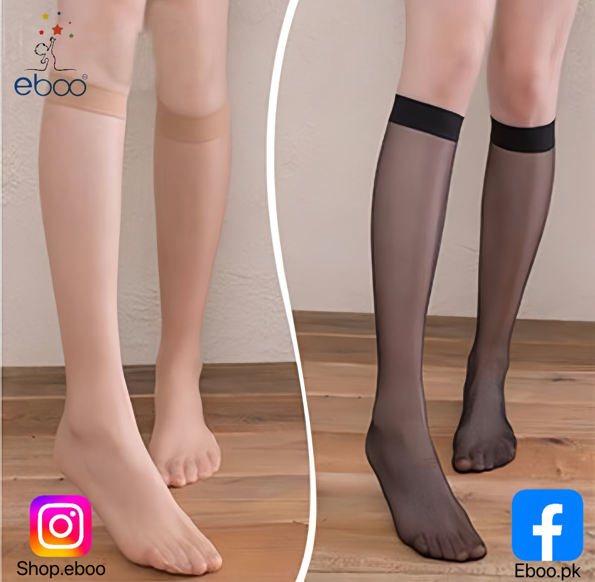 Eboo Women'S Nylon Socks Knee High Stockings Ultrathin Summer Lace Crew Sock