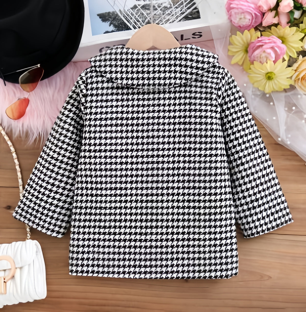 Eboo Kids' Black and White Houndstooth Print Coat / Jacket