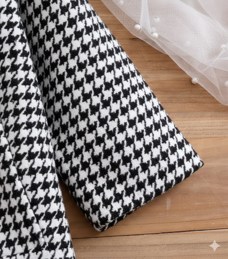 Eboo Kids' Black and White Houndstooth Print Coat / Jacket