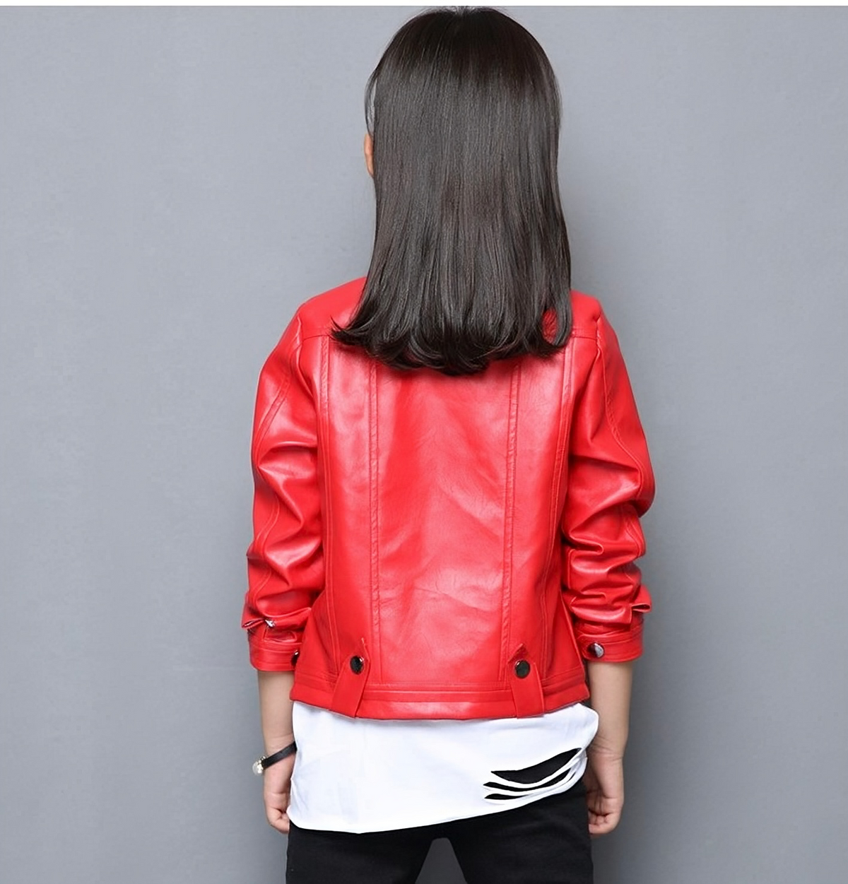 Eboo Faux Leather Jackets Children's Zip Up Motorcycle Short PU Moto Biker Jacket