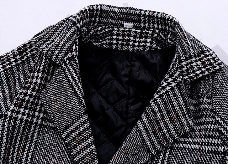 Eboo Classic Checkered Long Winter Coat (GREY)