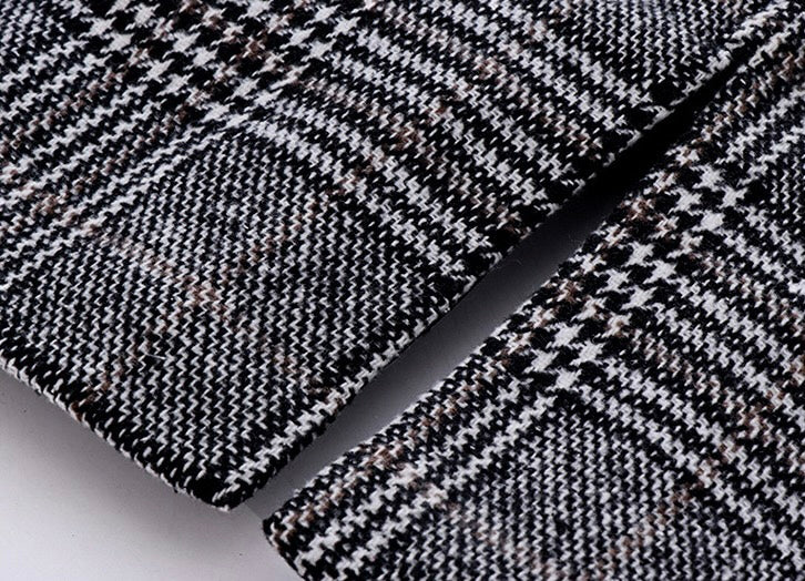 Eboo Classic Checkered Long Winter Coat (GREY)