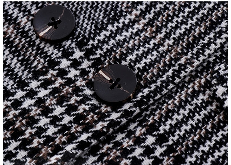 Eboo Classic Checkered Long Winter Coat (GREY)