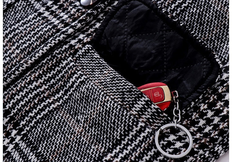 Eboo Classic Checkered Long Winter Coat (GREY)