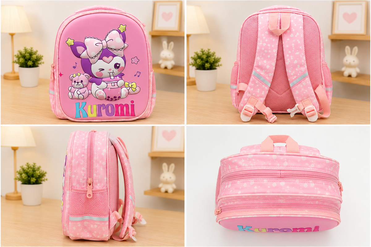 Eboo Kids Kuromi School Backpack Ã¢?? Cute Pink Cartoon School Bag for Girls