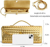 Eboo Elegant Woven Leather-Look Shoulder Bag with Gold-Tone Clasp