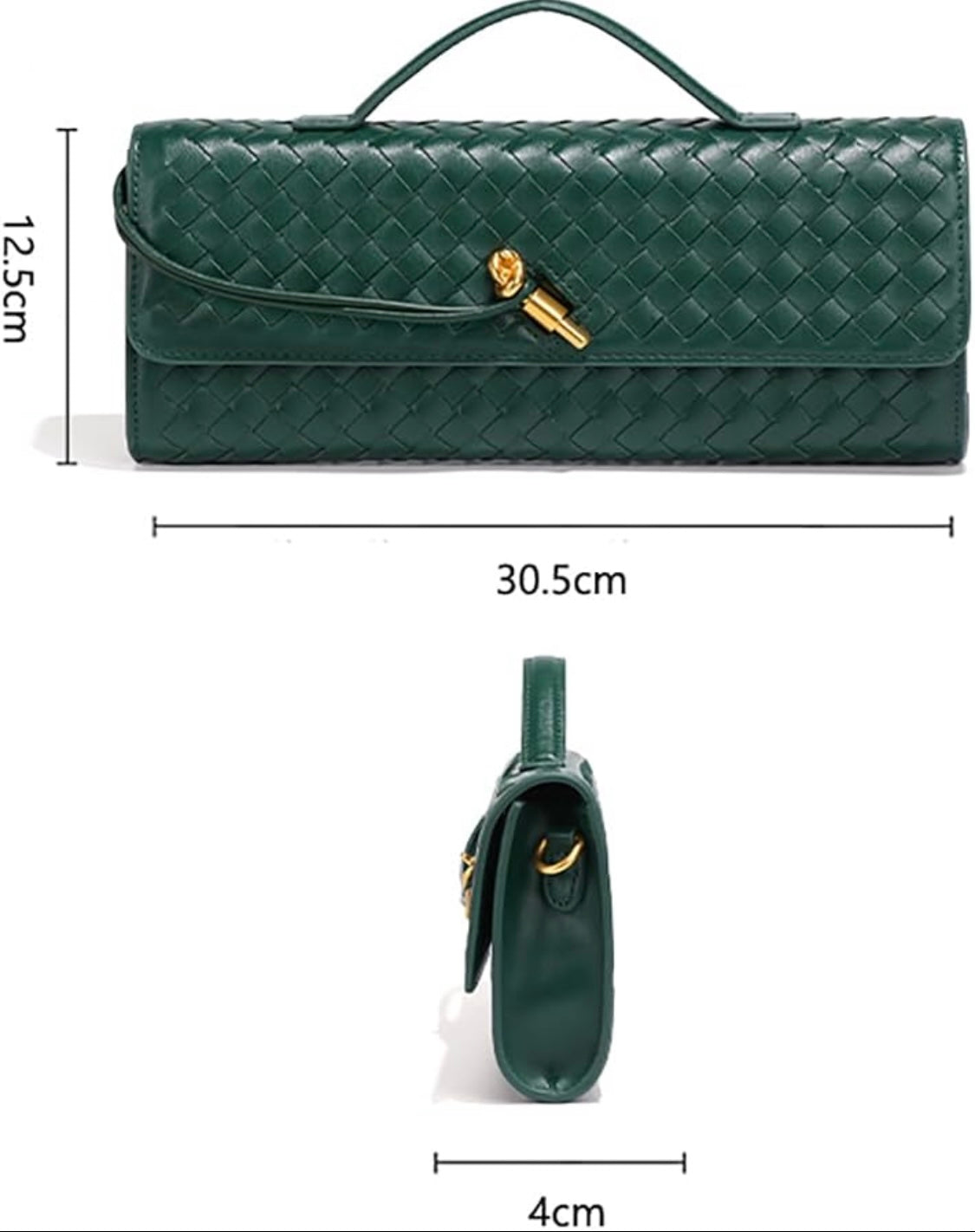 Eboo Elegant Woven Leather-Look Shoulder Bag with Gold-Tone Clasp