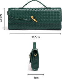 Eboo Elegant Woven Leather-Look Shoulder Bag with Gold-Tone Clasp