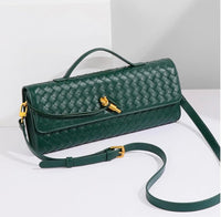 Eboo Elegant Woven Leather-Look Shoulder Bag with Gold-Tone Clasp