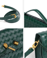 Eboo Elegant Woven Leather-Look Shoulder Bag with Gold-Tone Clasp