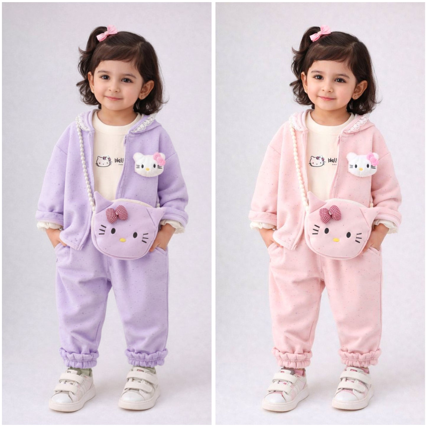 Eboo Girls Embroidered Sweatshirt With T-Shirt, Pants & Bag Sets