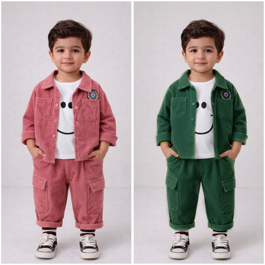 Eboo Stylish Corduroy Two-Piece Set for Toddlers — Jacket & Elastic Waist Pants