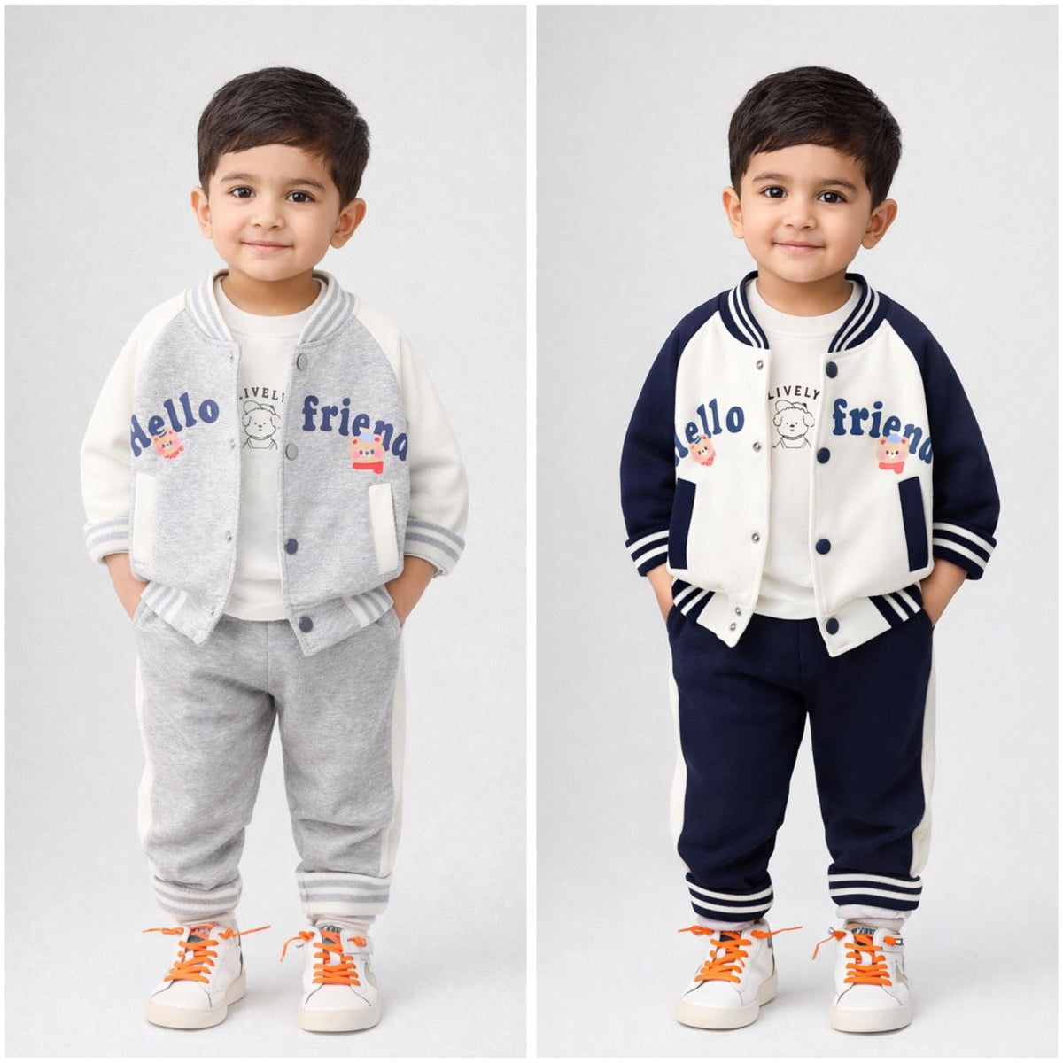Eboo 3-Piece Varsity Jacket Set - Snap-Button Coat & Graphic Tee