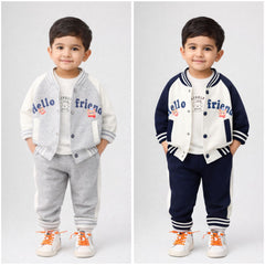 Eboo 3-Piece Varsity Jacket Set - Snap-Button Coat & Graphic Tee