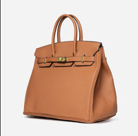 Eboo Women’s Premium Leather Handbag – Elegant Structured Tote Bag with Gold Lock