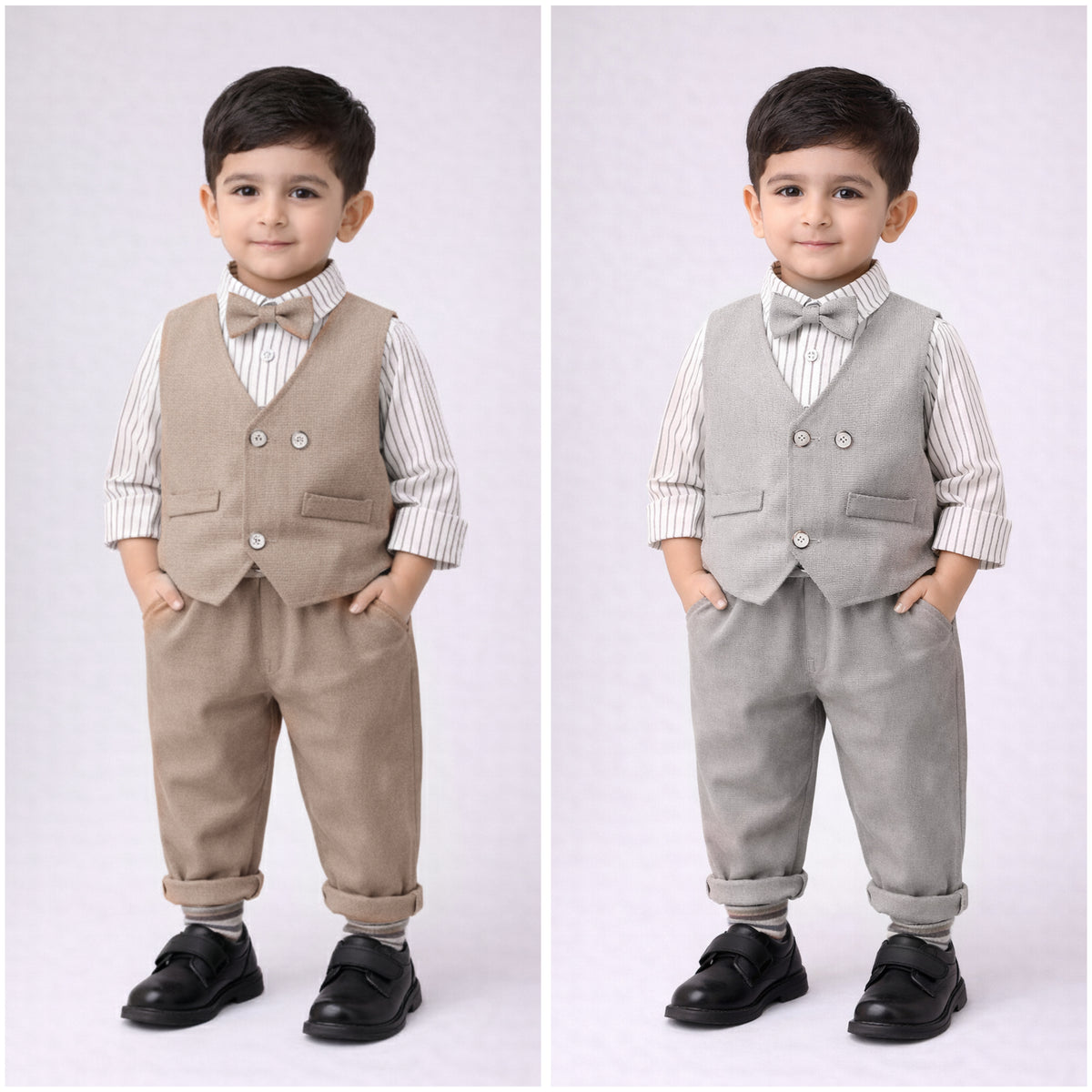 Eboo Boys Waistcoat with Striped Shirt and Trousers Set