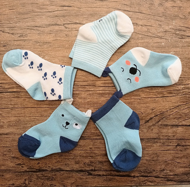Baby Socks Pack of 5 – Soft Cotton Cute Cartoon Design Socks for Infants & Toddlers
