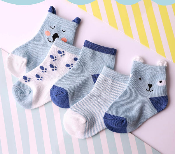 Baby Socks Pack of 5 Ã¢?? Soft Cotton Cute Cartoon Design Socks for Infants & Toddlers