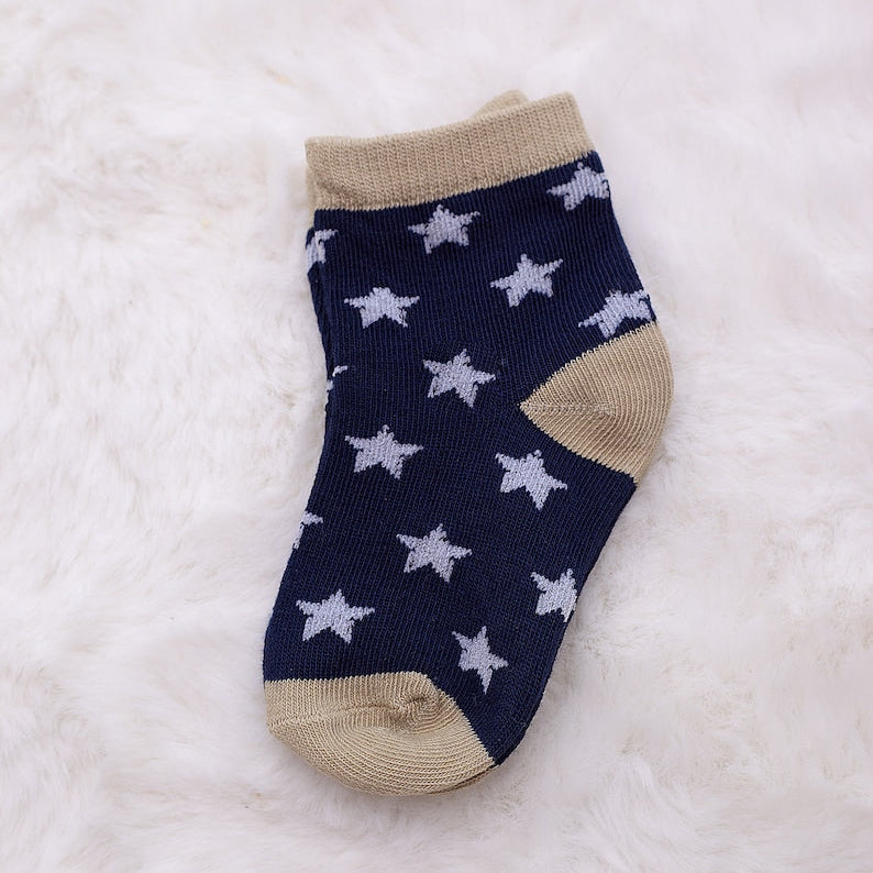 Pack of 5 Kids Socks – Soft Cotton Stylish Pattern Socks for Infants & Toddlers