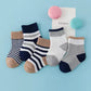5-Pack Kids' Cotton Striped & Solid Color Socks