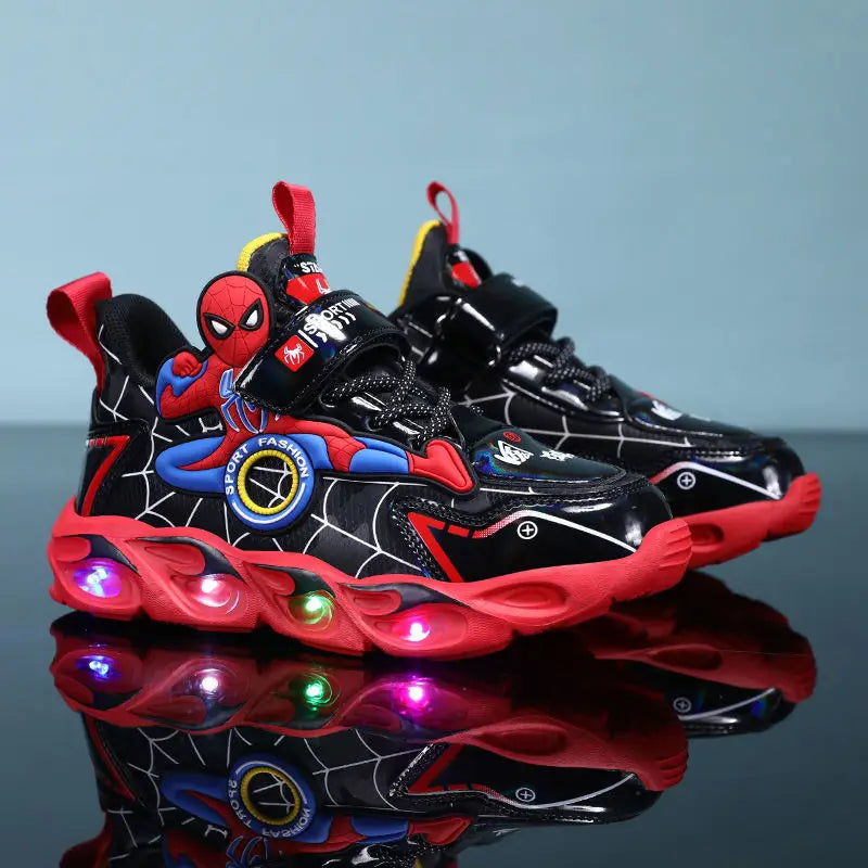 Eboo Kids LED Light-Up Sports Shoes | Cartoon Spider-Man Design Sneakers for Boys