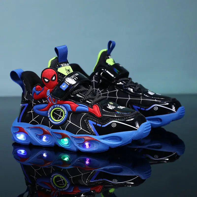 Eboo Kids LED Light-Up Sports Shoes | Cartoon Spider-Man Design Sneakers for Boys