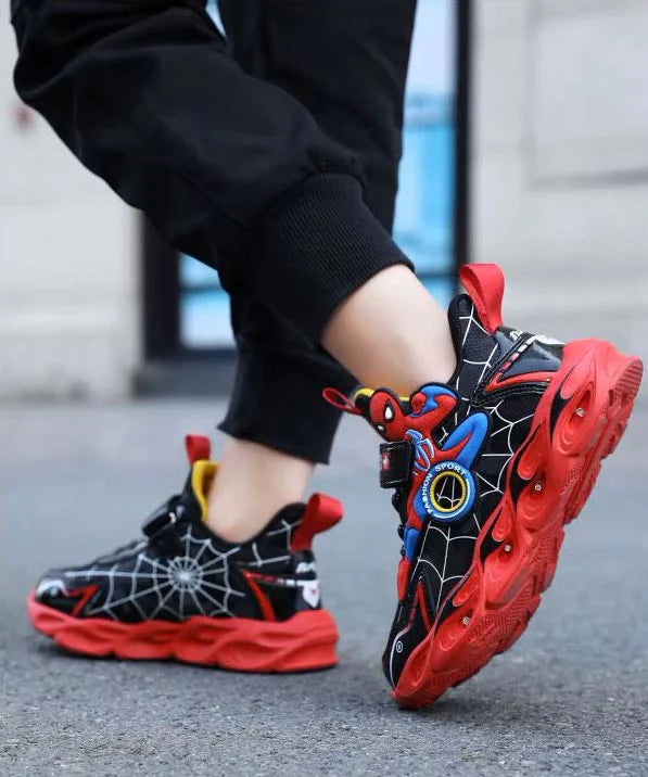 Eboo Kids LED Light-Up Sports Shoes | Cartoon Spider-Man Design Sneakers for Boys