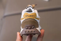 Eboo Kids’ Retro White Sneakers with Black & Brown Accents