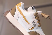 Eboo Kids’ Retro White Sneakers with Black & Brown Accents