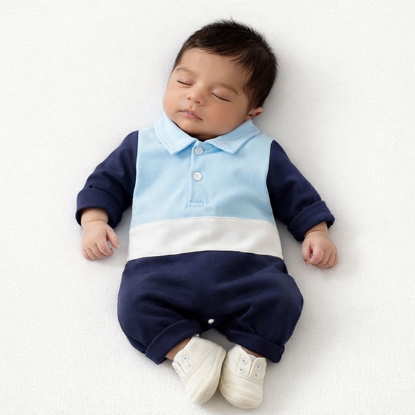 Eboo Blue Shades Polo Style Baby Romper