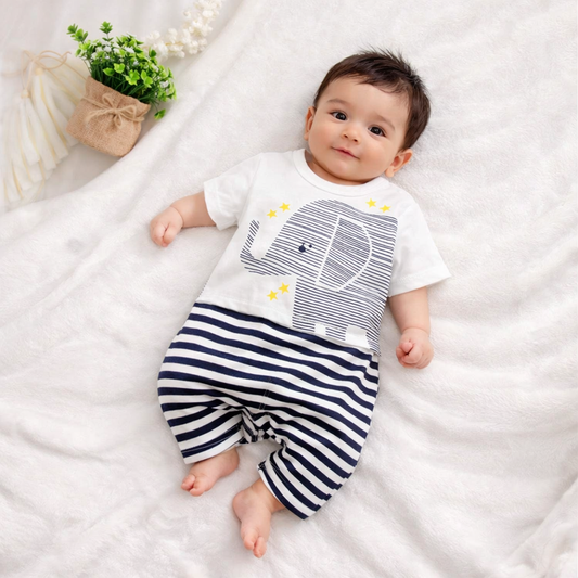 Eboo Baby Elephant Cartoon Stripe Rompers