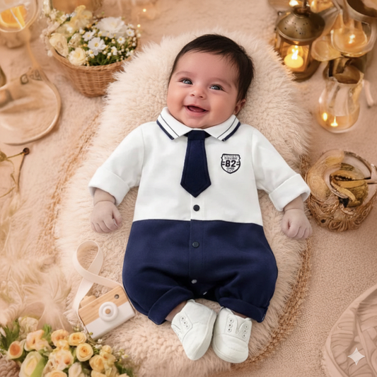 Eboo Stylish Baby Boy’s Romper with Tie&Glasses