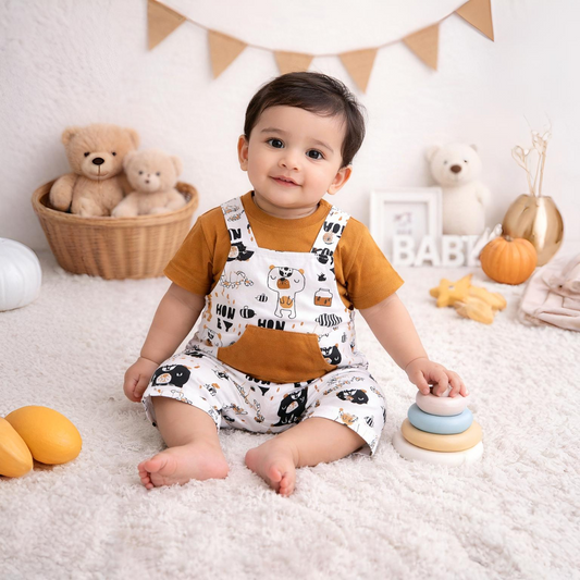 Eboo Cat N Bees Baby Dungaree Romper with Glasses