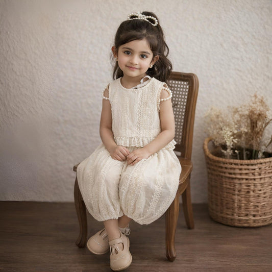 Eboo Girl's Princess Style Set Summer New Children Baby Casual Hollow Lace T-shirt+Pants 2pcs Suit