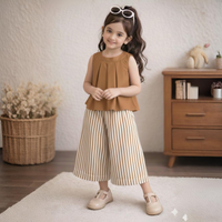 Eboo Bear Leader Vest?? Wide Leg Pants Summer Dress Set (BROWN)