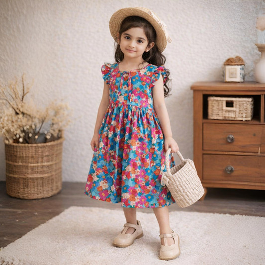 SUMMER GIRLS SWEET MULTI FLOWERS DRESS