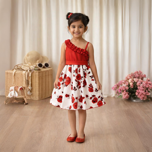 Eboo Luxury Flower Strips Red and White Flower Outfit