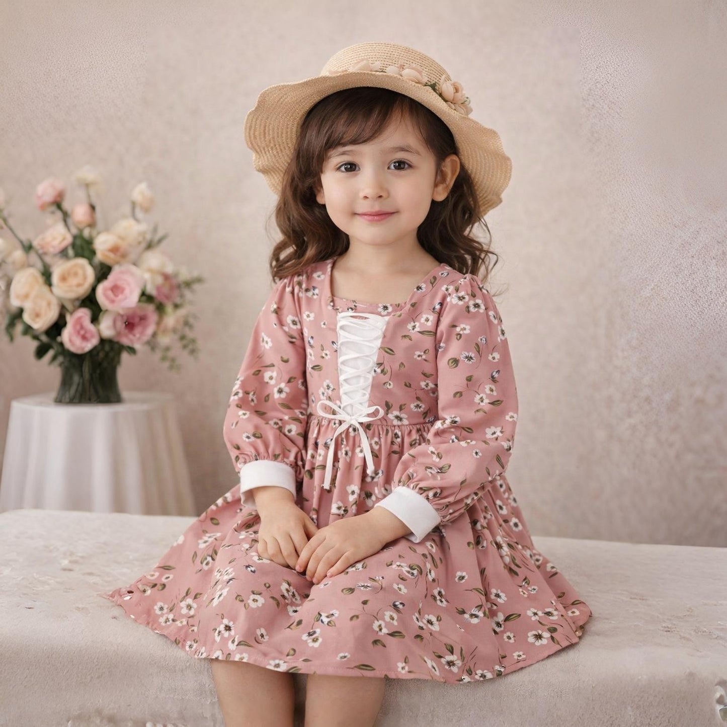 Eboo High Quality Autumn Floral Dress Elegant Flowerwork
