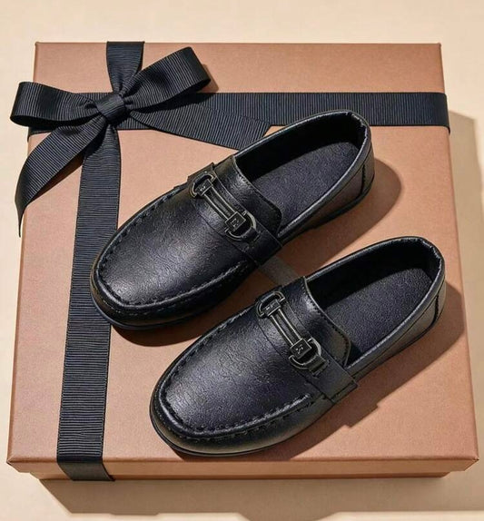 Kids Premium Black Loafers – Stylish Formal & Party Wear Shoes for Boys