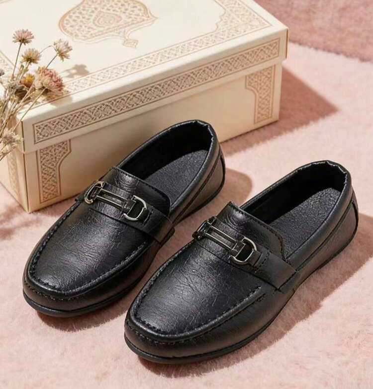 Kids Premium Black Loafers – Stylish Formal & Party Wear Shoes for Boys