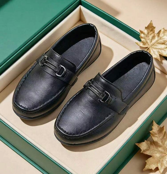 Kids Premium Black Loafers – Stylish Formal & Party Wear Shoes for Boys
