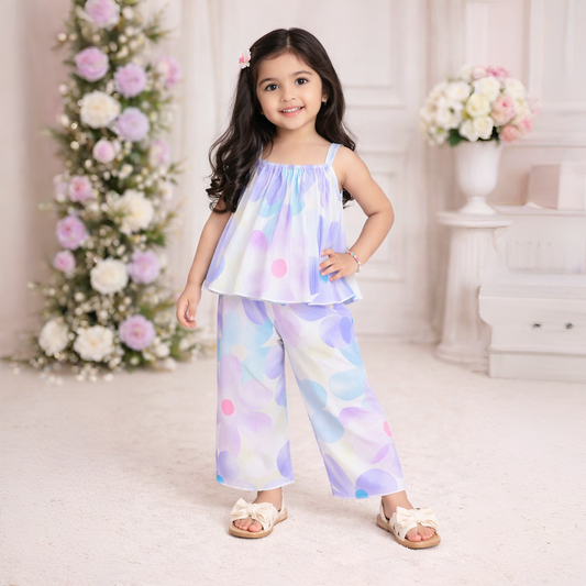 Eboo Girls Printed Top with Trousers - Clothing Set for Girls.