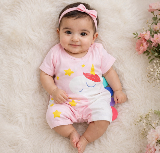 Adorable Unicorn Pink Girl Romper