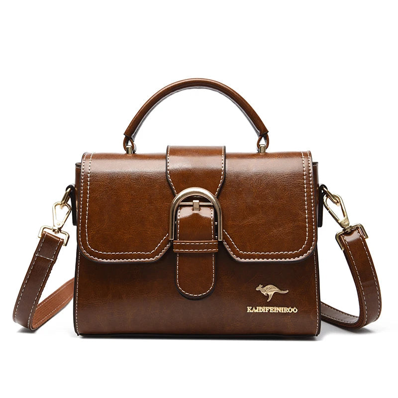Eboo Elegant Brown Leather Handbag for Women | Premium Crossbody & Top Handle Bag