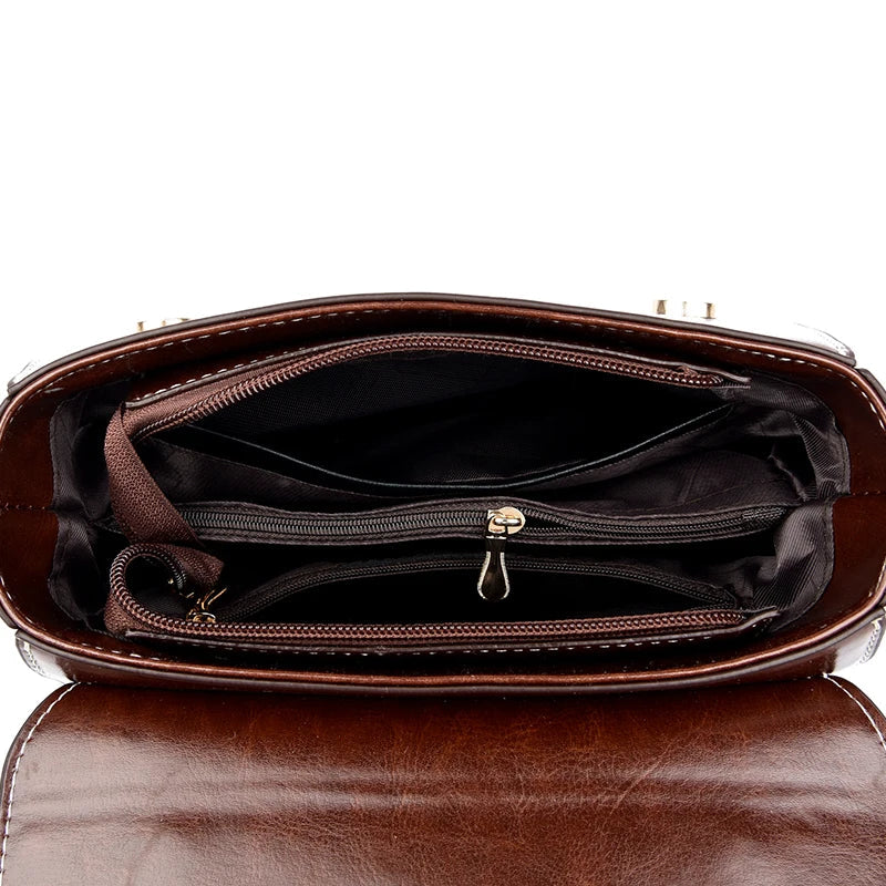Eboo Elegant Brown Leather Handbag for Women | Premium Crossbody & Top Handle Bag